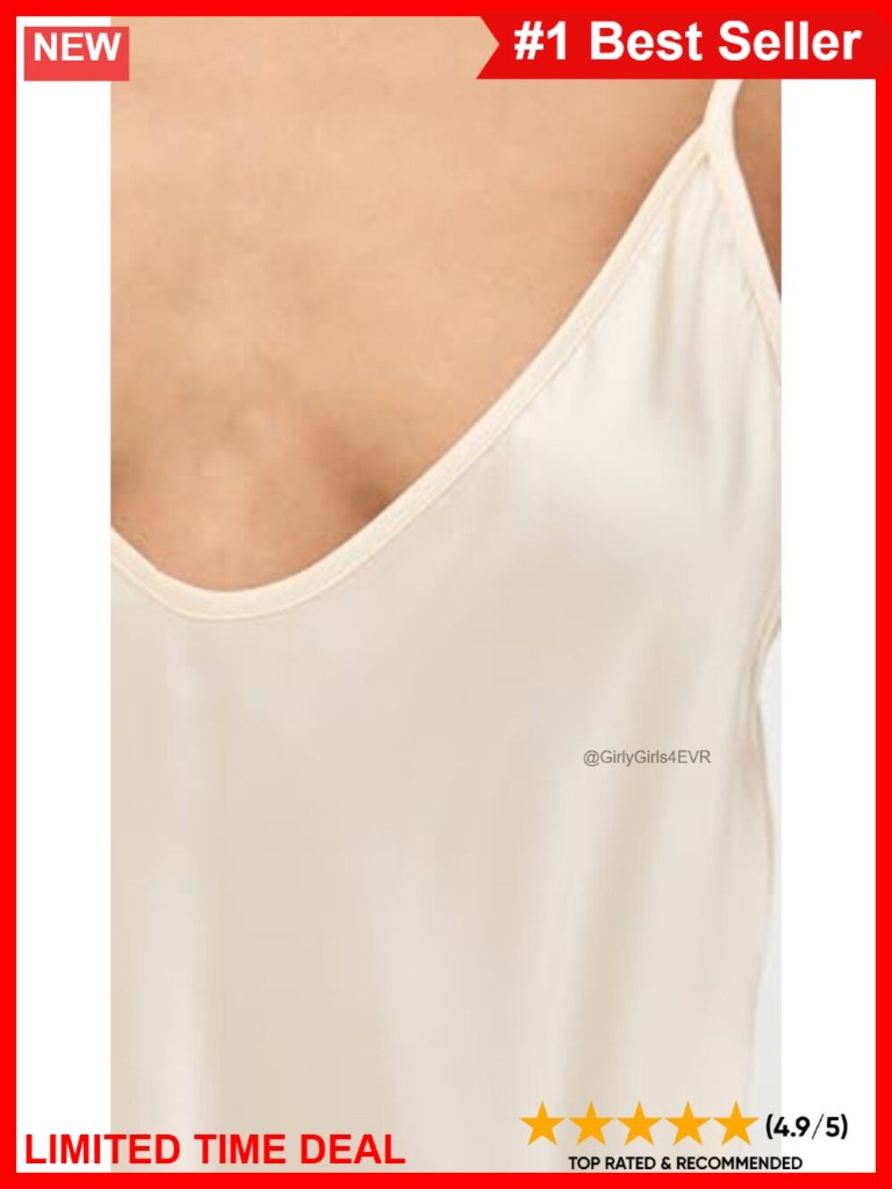 Lightweight Charmeuse Camisole Fitted V-Neck Adjustable Straps - Picture 5 of 5